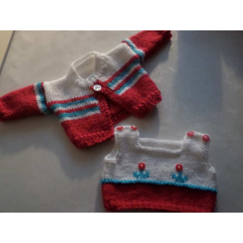 Vest met hemdje cerise